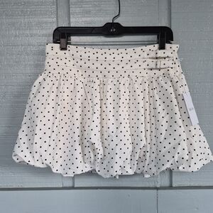 NWT Black Ibis Bubble Hem Mini Skort Black & White Polka Dots Jrs L